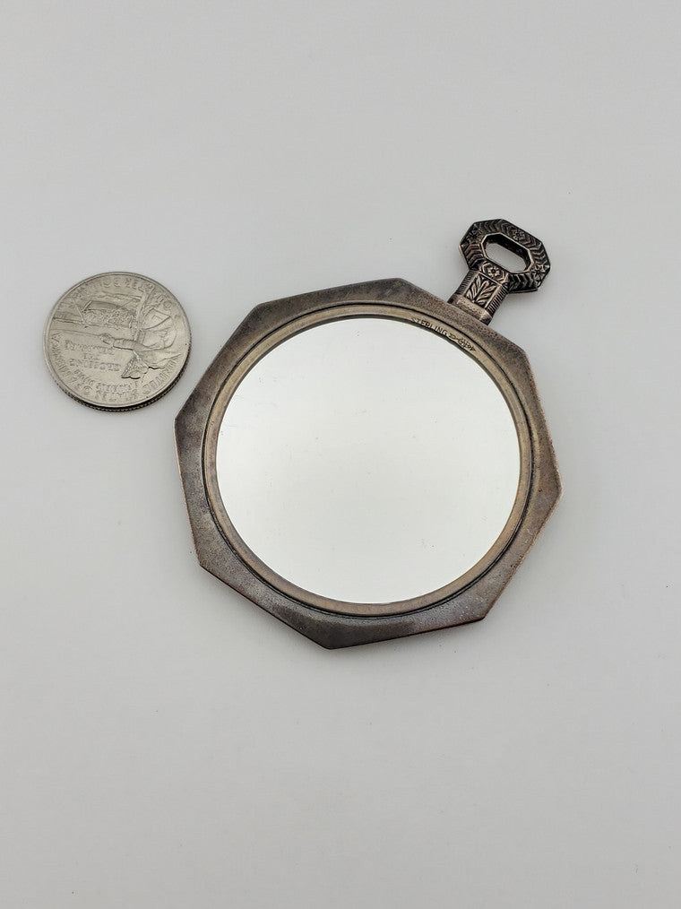 Silver Art Deco Purse Mirror