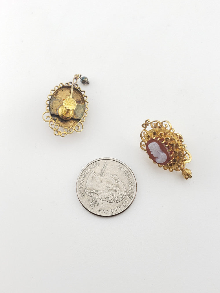 Left Facing Cameo Earrings