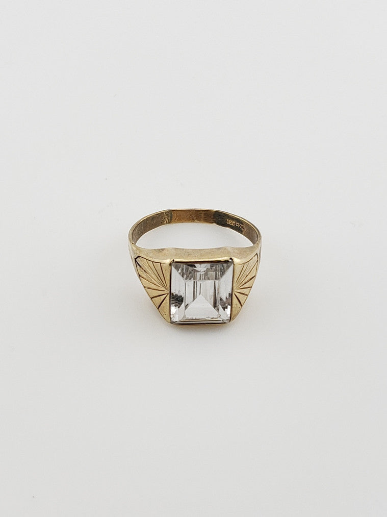 White Topaz Emerald Cut Ring
