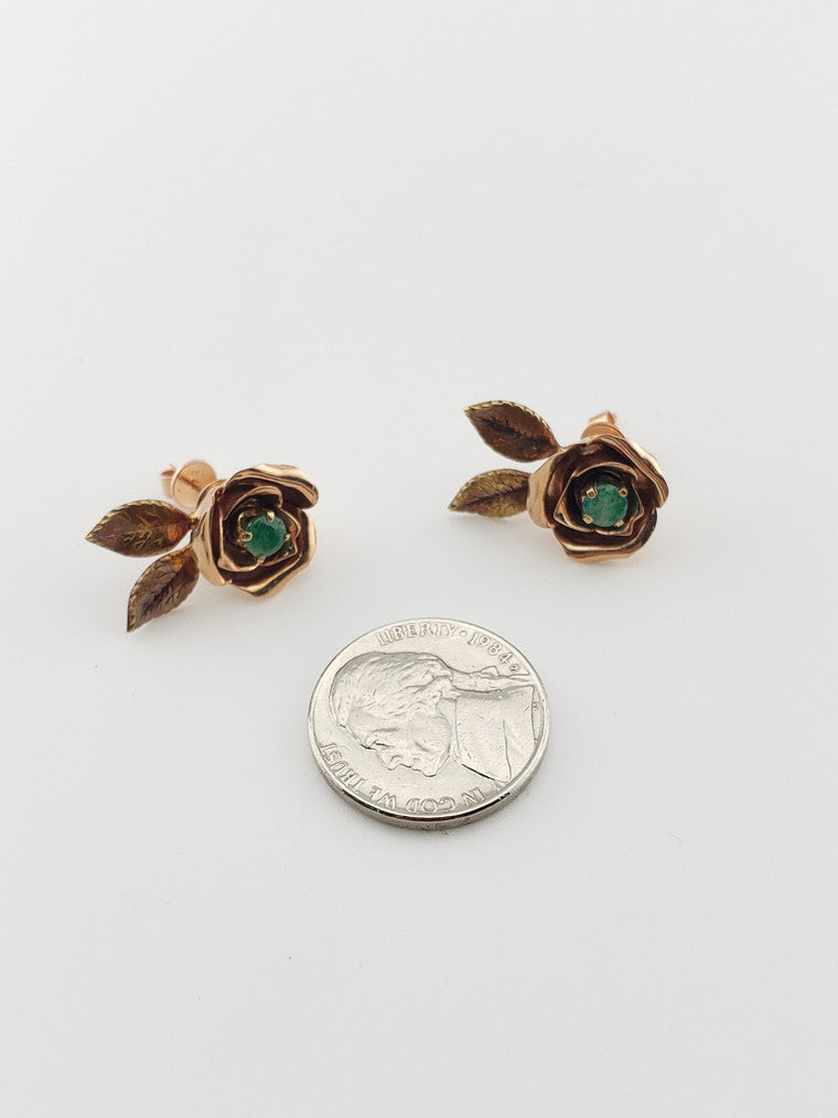 Emerald Flower Studs