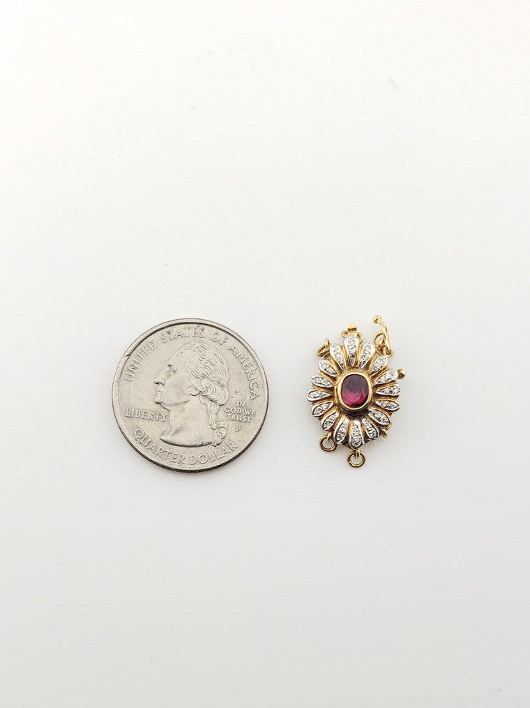 Ruby and Diamond Flower Clasp