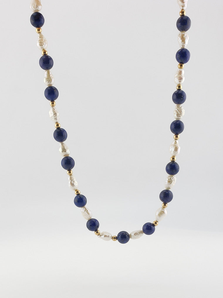 Lapis & Pearl Strand 15"