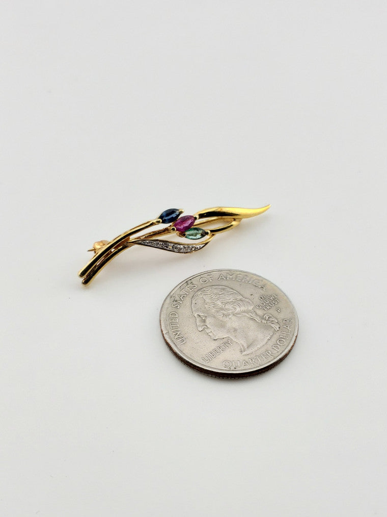 14k Gemstone Pin