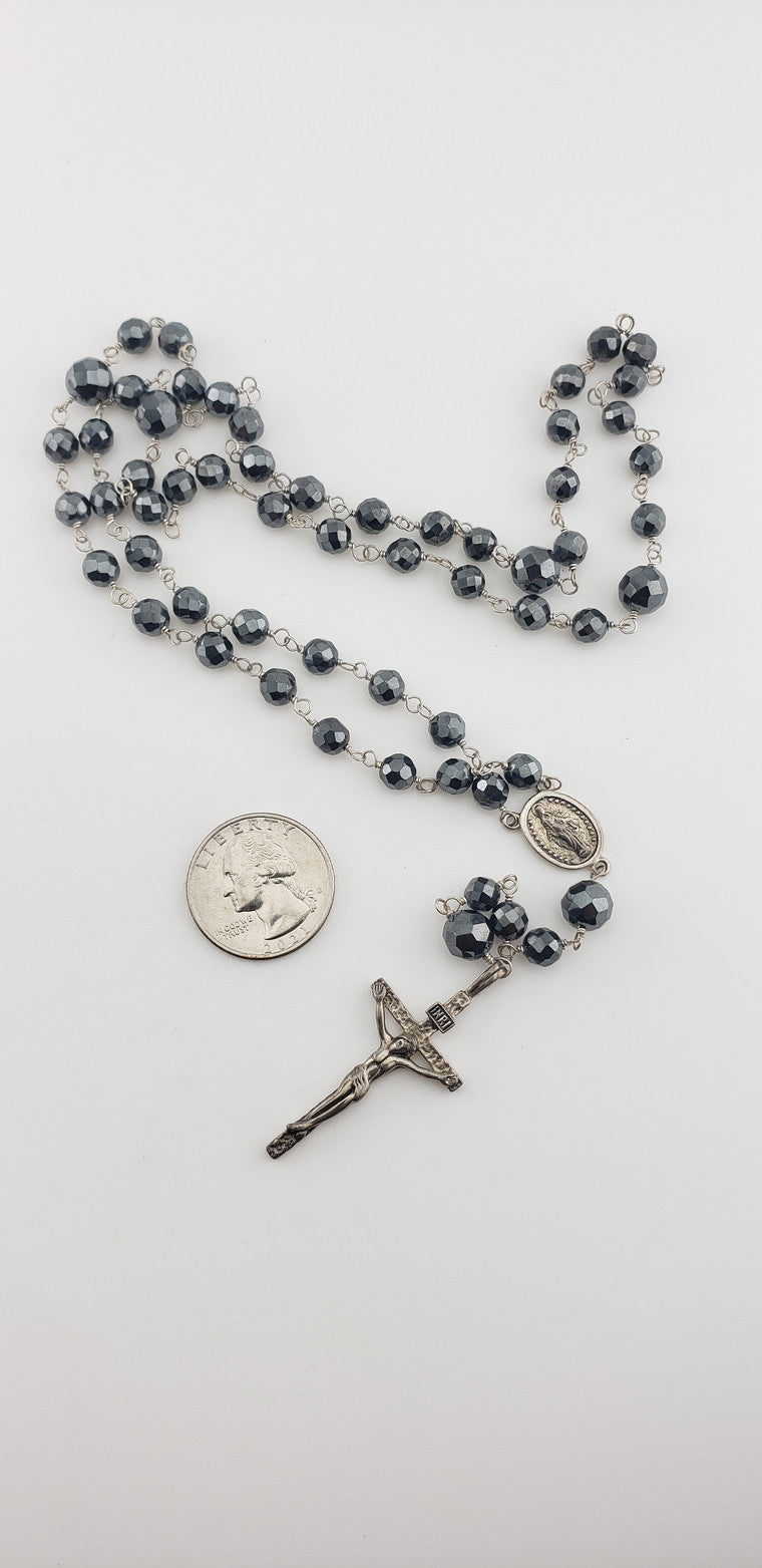 Silver Hematite Rosary