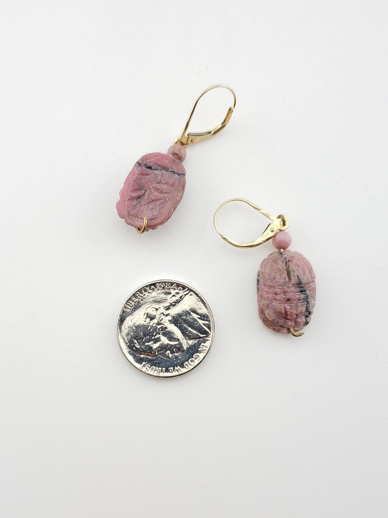 Rhodonite Scarab Earrings