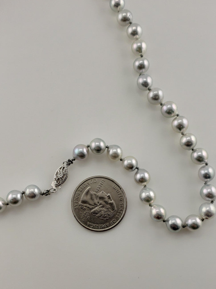Pearl Strand #13 - Silver Pearls