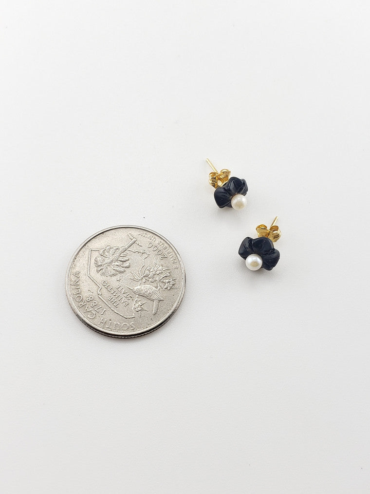 Carved Flower Stud Earrings