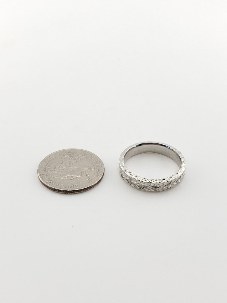 Heavy Engraved Platinum Band