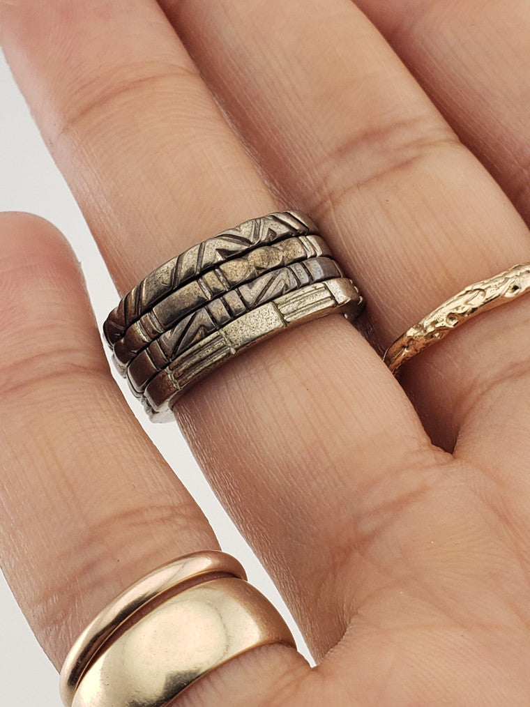Art Deco Silver Stack Bands