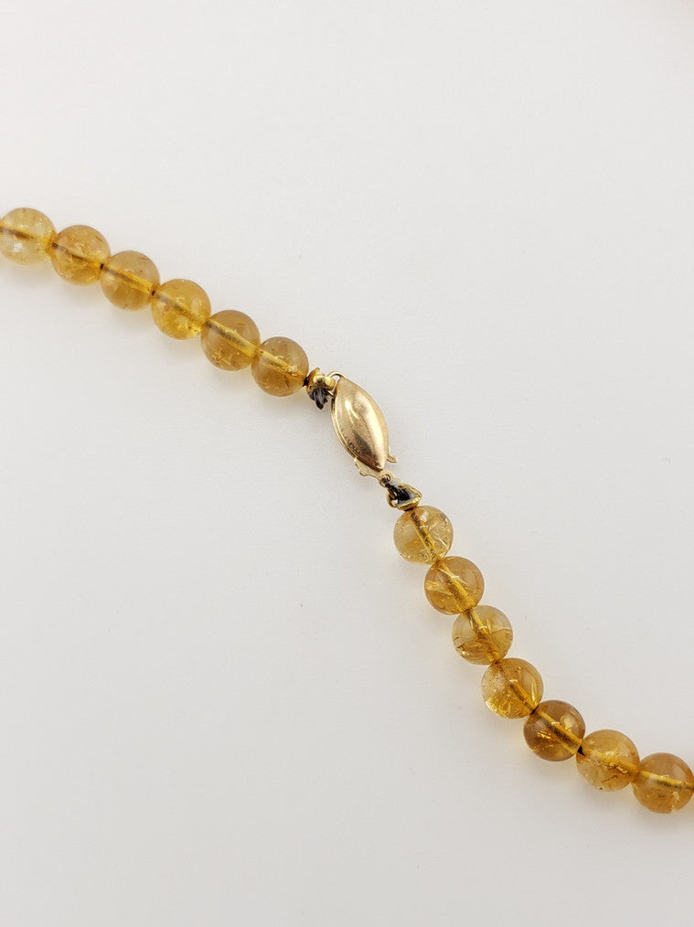 Round Citrine & Pearl Strand 25"