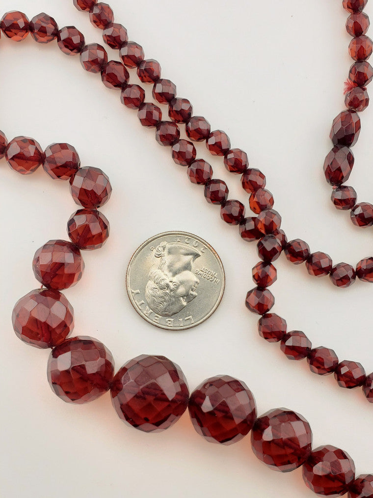 Antique Faceted Graduating Amber Strand