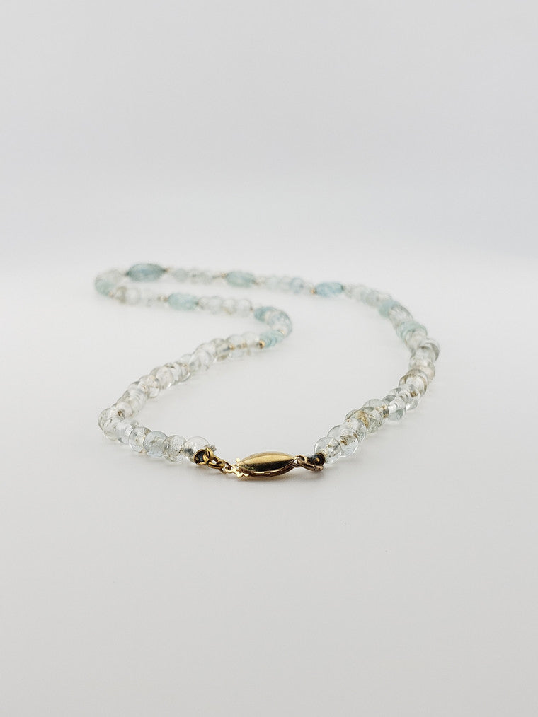 Carved Aquamarine Strand 22"