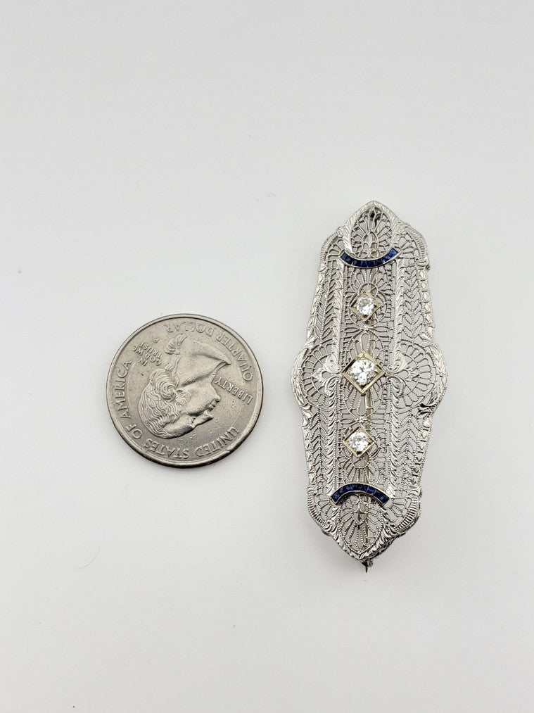 1900 Diamond and Sapphire Brooch