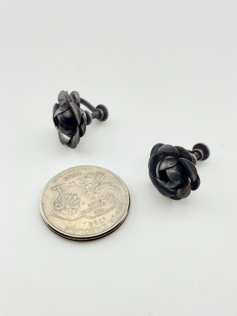 C.1940 Rose Screwback Earrings