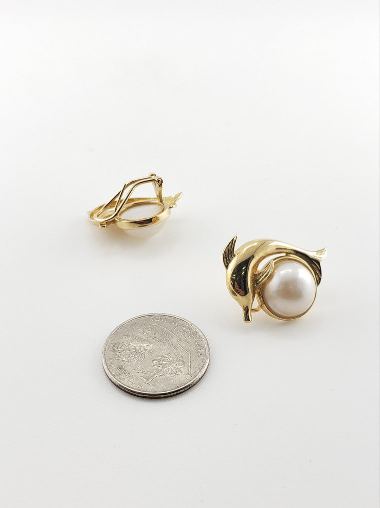 Dolphin & Pearl Earrings