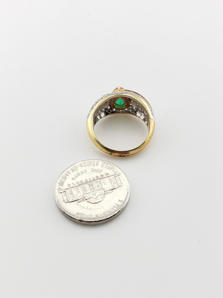 Pear Emerald and Diamond Ring