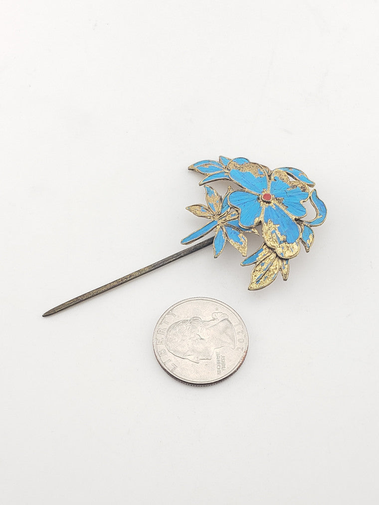 Antique Kingfisher Feather Hair Pin