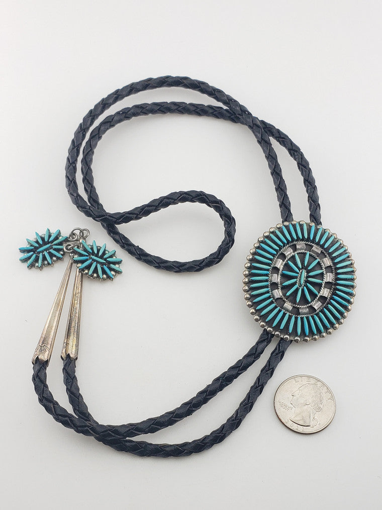 Vintage Navajo Turquoise Bolo Tie