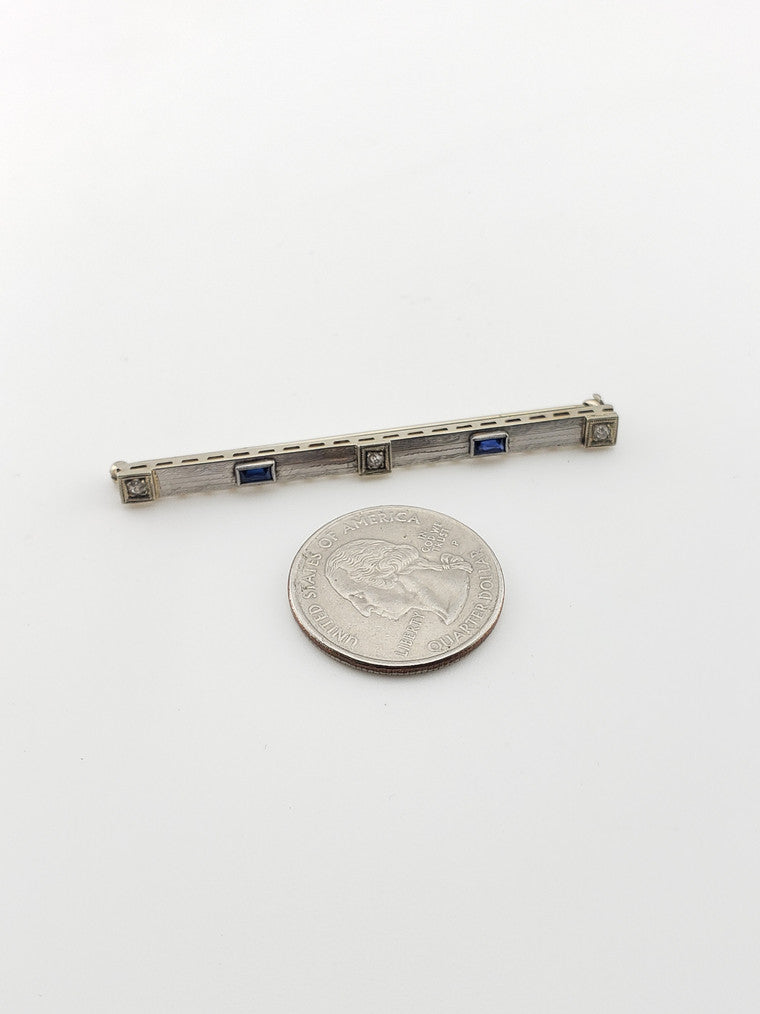 Long Bar Brooch with Sapphires and Diamonds