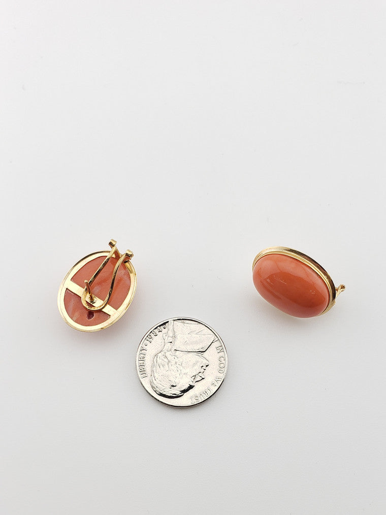 Oval Coral Earrings