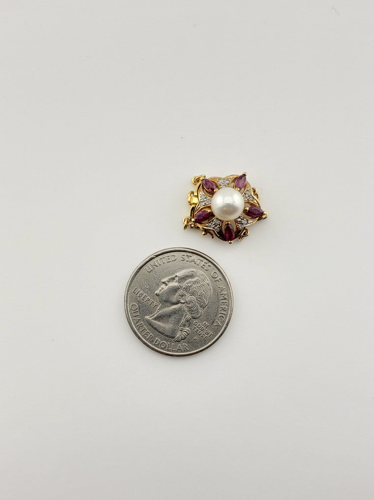 Marquise Ruby and Pearl Clasp