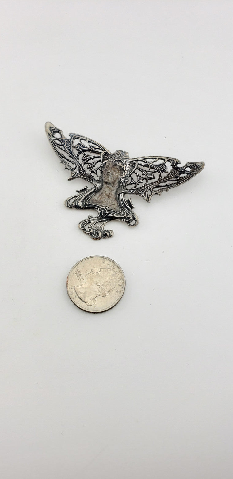 Lady w/ Art Nouveau Wings Pin
