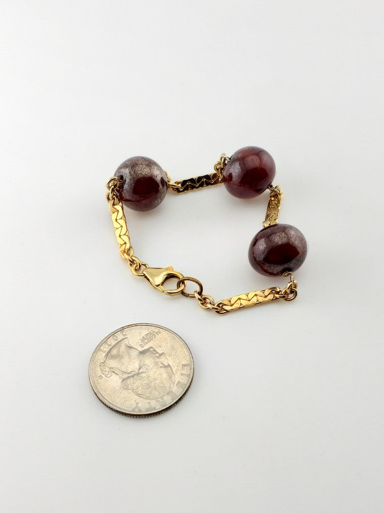GF Carnelian 3 Bead Bracelet