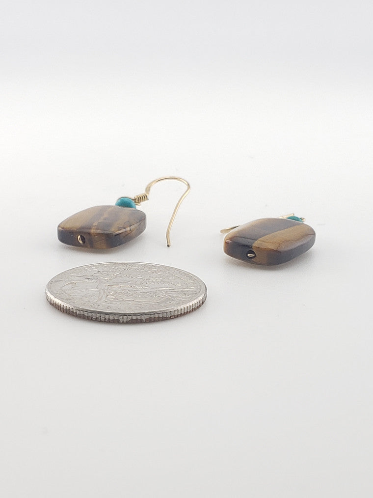 GF Rectangle Tiger Eye Earring