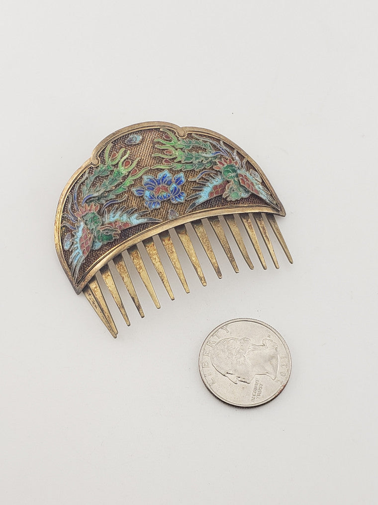 1850-1899 Antique Enamel Hair Comb