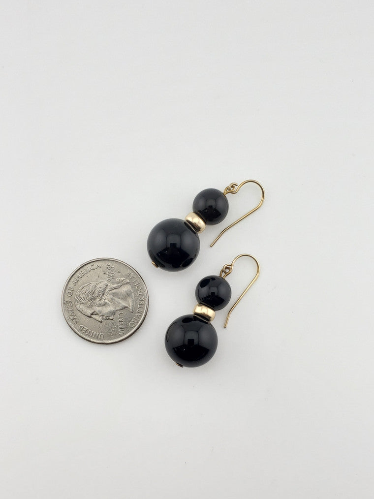 Black Onyx Dangle Ball Earrings
