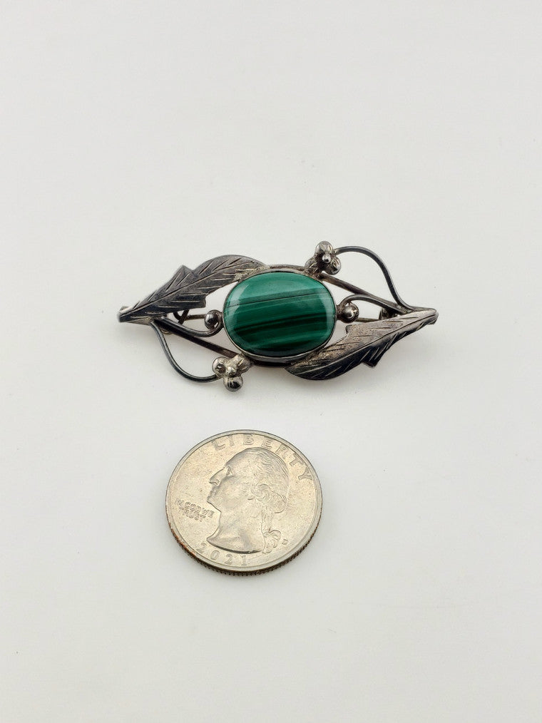 Malachite Leaf Brooch