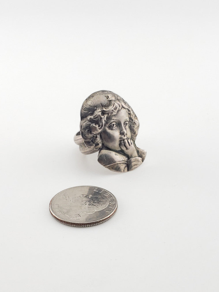 Sterling Art Nouveau Girl Ring