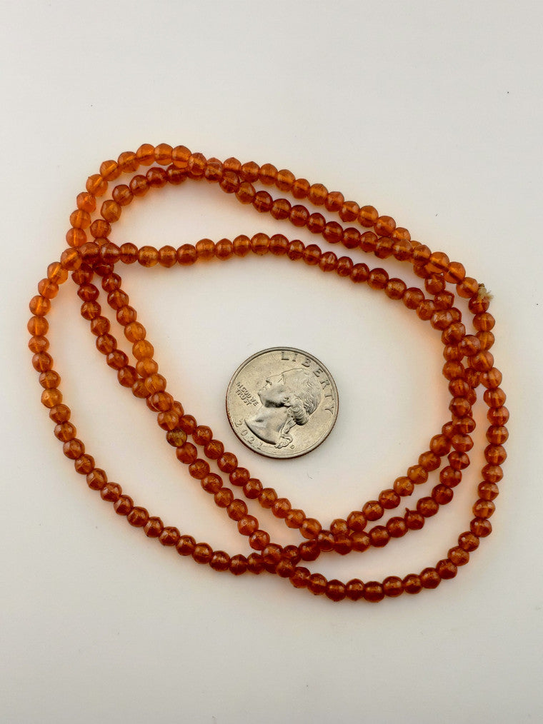 Orange Crackle Glass Bead Strand