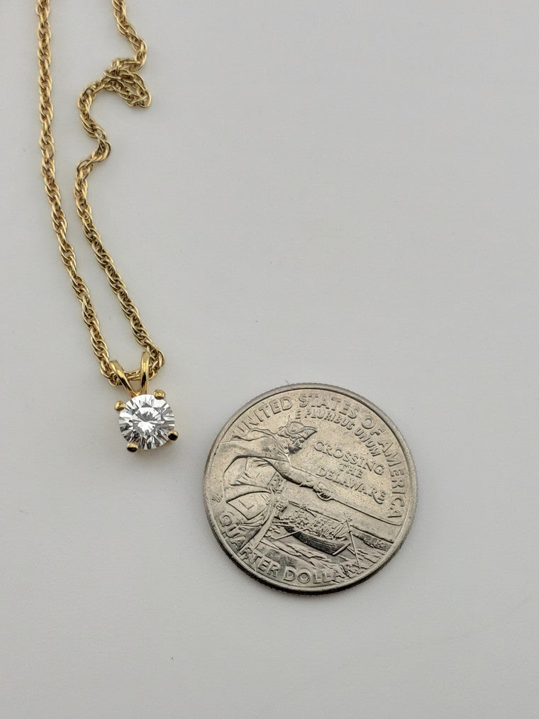 Solitaire CZ Pendant w/ Chain