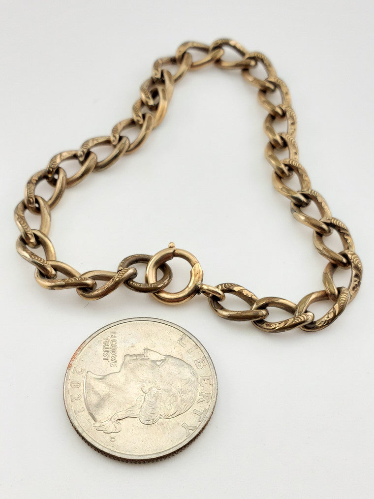 C.1900 GF Engraved Link Chain Bracelet