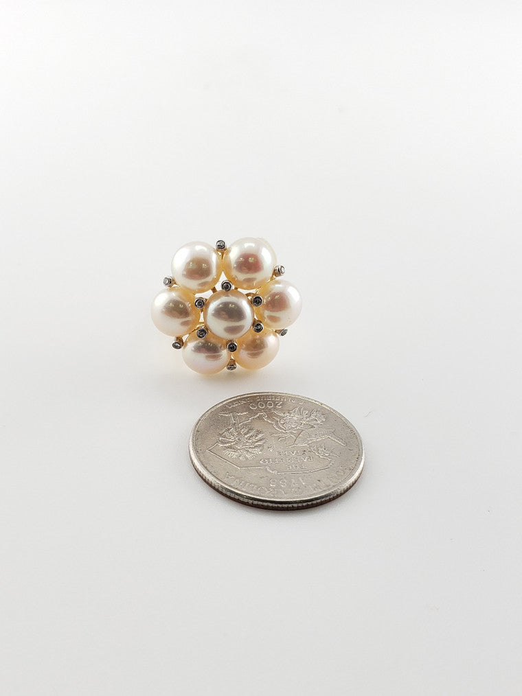 Pink Pearl Cluster Ring