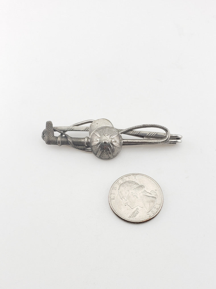 C.1930 Silver Riding Cap & Whip Tie Bar