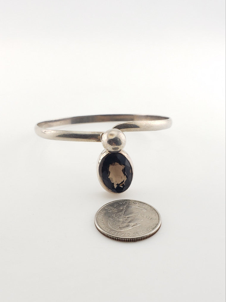SS Faceted Citrine Bangle