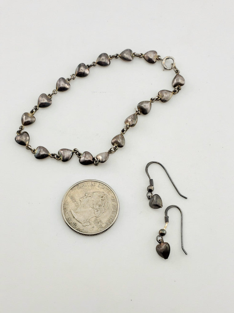 SS Heart Bracelet & Earring Set