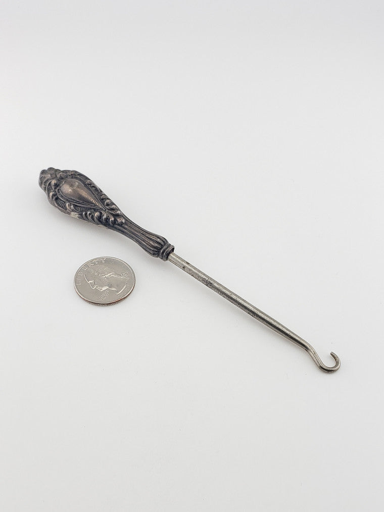 Antique Shoe Button Hook- Sterling Handle