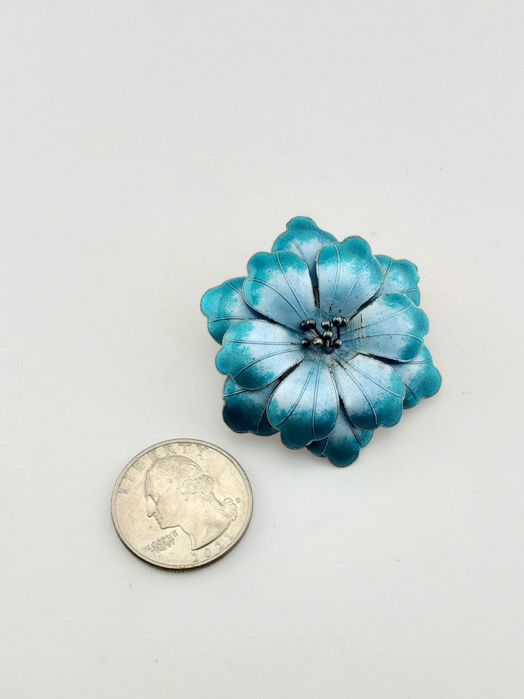 Vintage SS Blue-Green Flower Pin