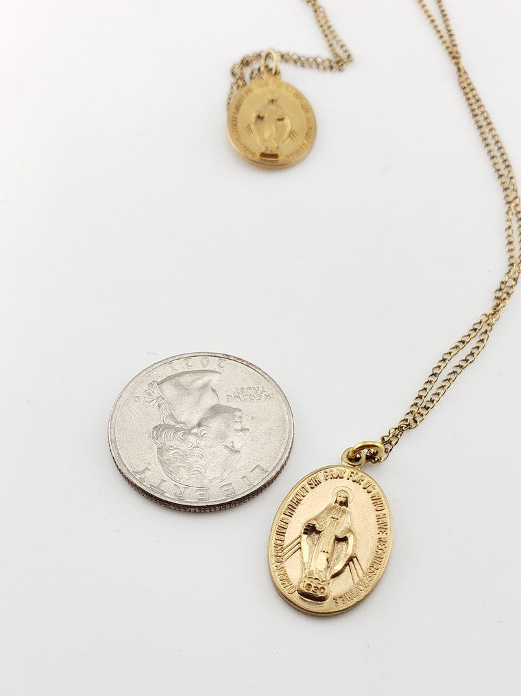 Gf Mary Prayer Charm Necklace
