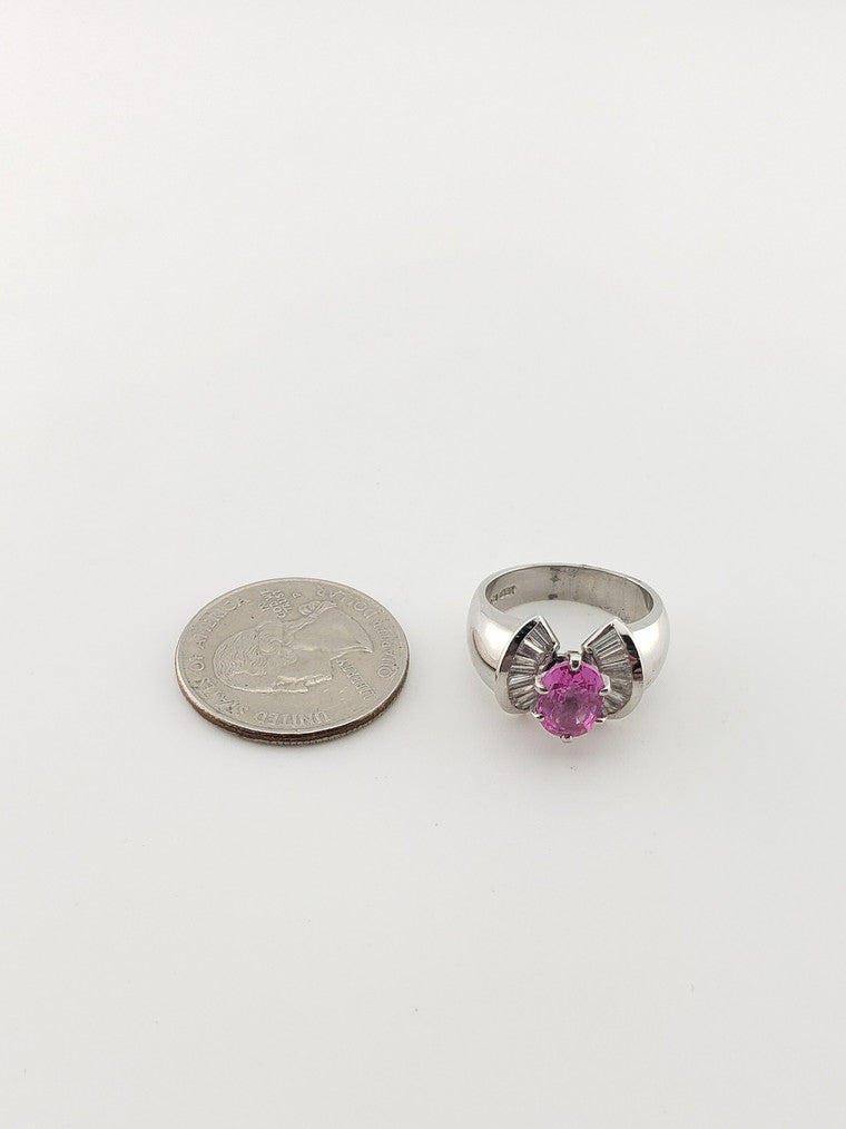 Pink Sapphire Platinum Ring