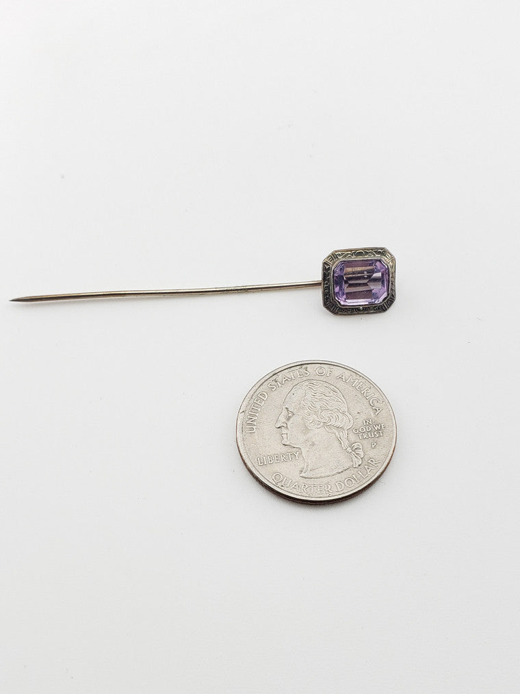 14k WG Amethyst Stickpin