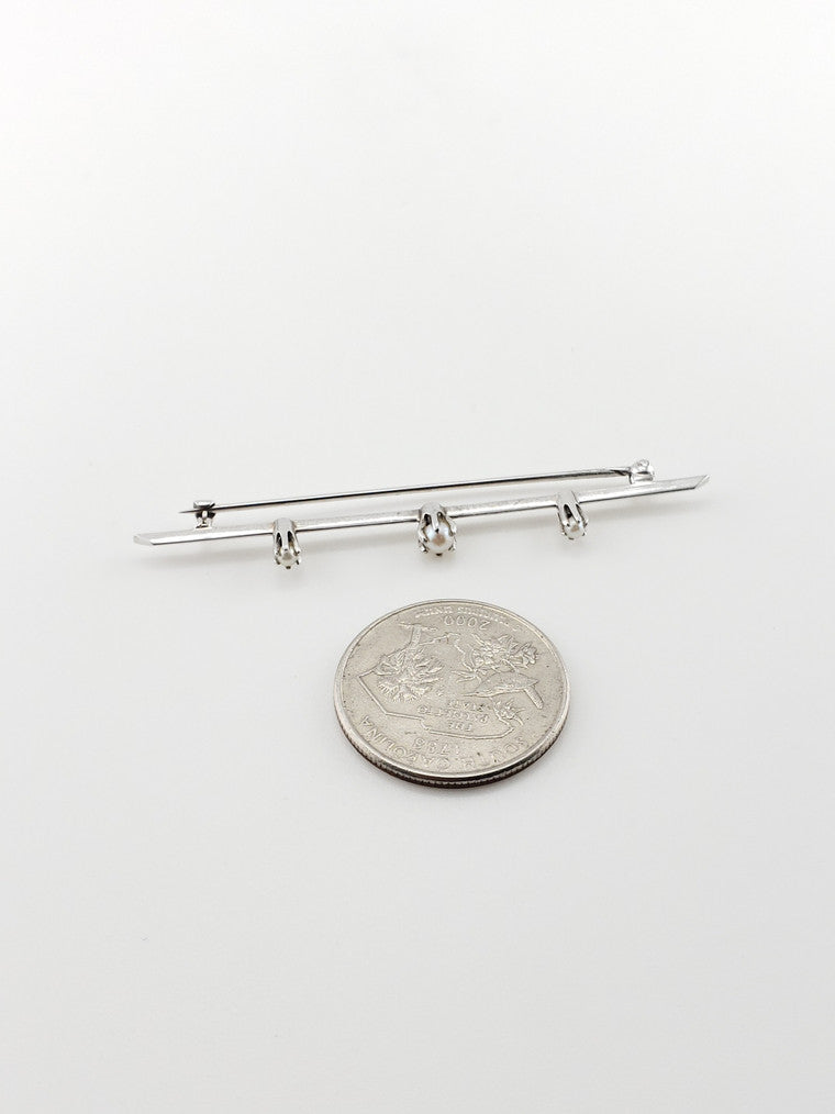 14k Bar Pin With Pearls