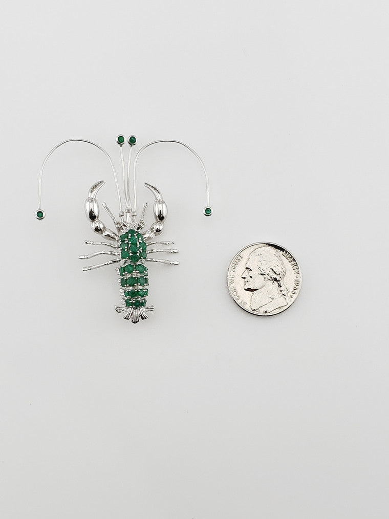 Emerald Lobster Brooch