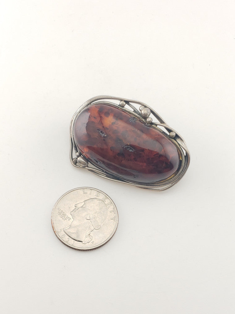 Russian Natural Amber Brooch