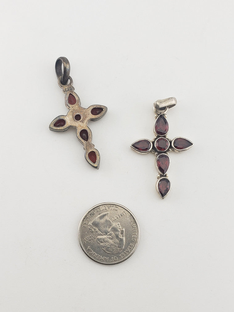 SS Garnet Cross Pendant #5