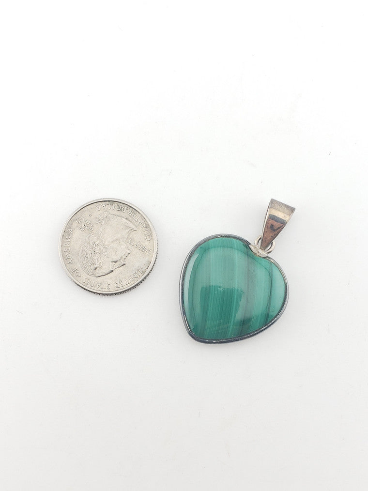 SS Malachite Heart Pendant