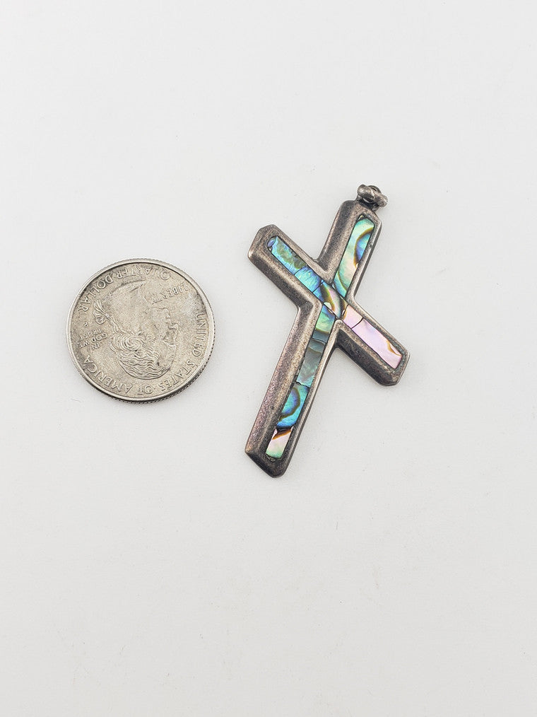 SS Abalone Cross Pendant